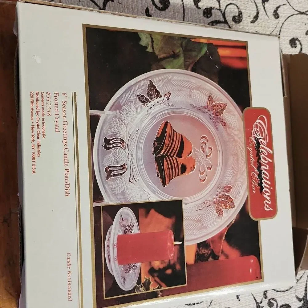 Celebrations Crystal Clear Frosted Crystal Candle Dish